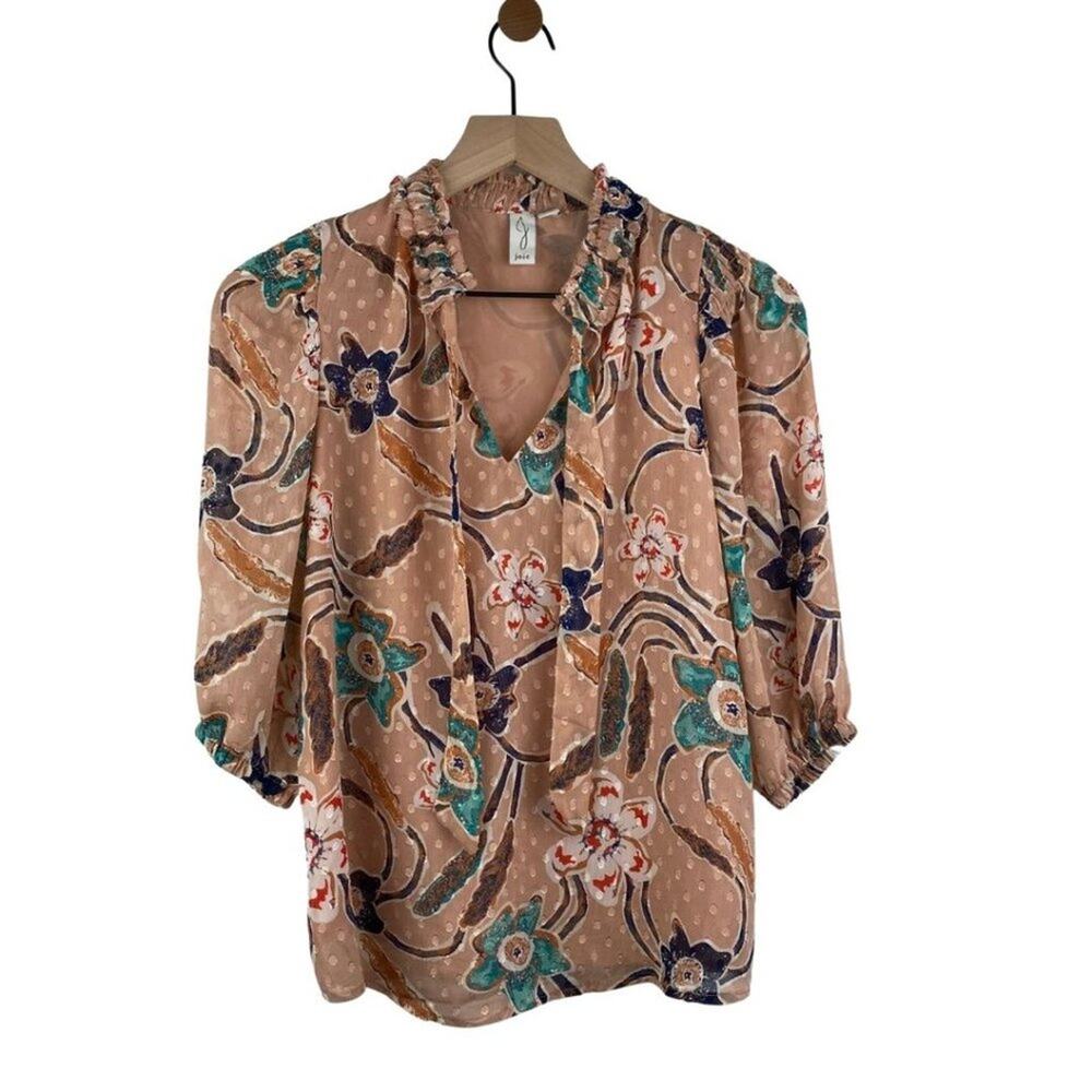 NWOT Joie V Neck Elbow Length Floral Print XS